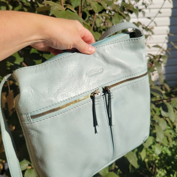 American Leather Crossbody Bag - Soft Blue - Picture 7 of 11